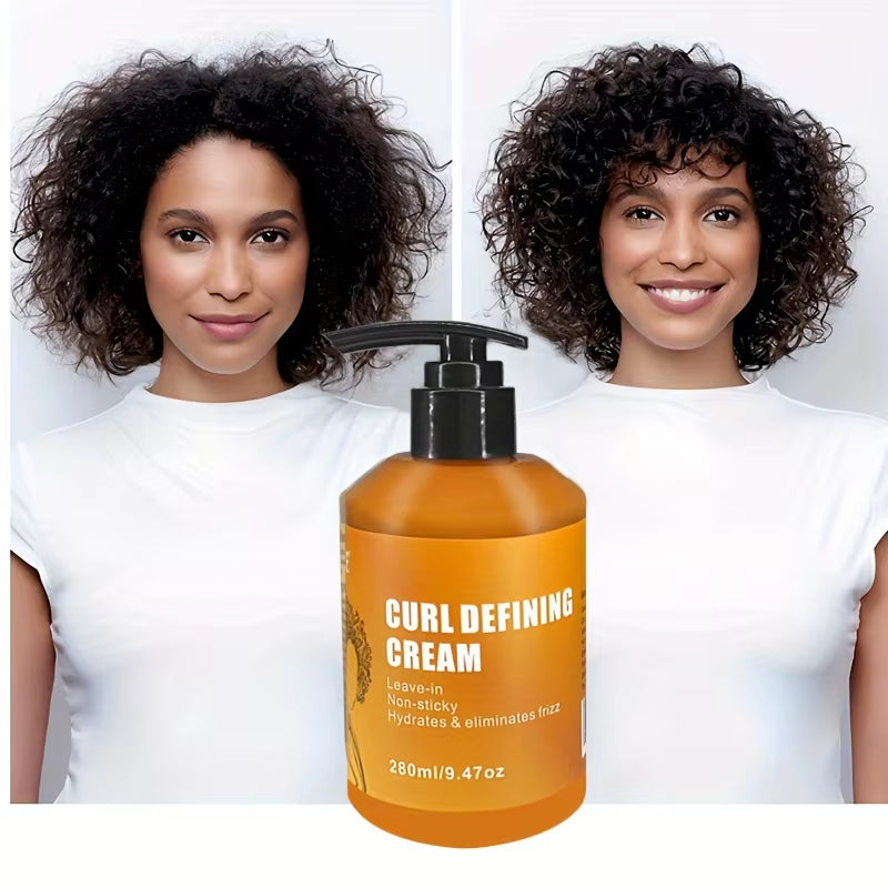 Curl Defining Cream Leave-In Non-Stick Hydrates & Eliminates Frizz, Hair-Smoothing Anti-Frizz Cream to Define All Curl Types