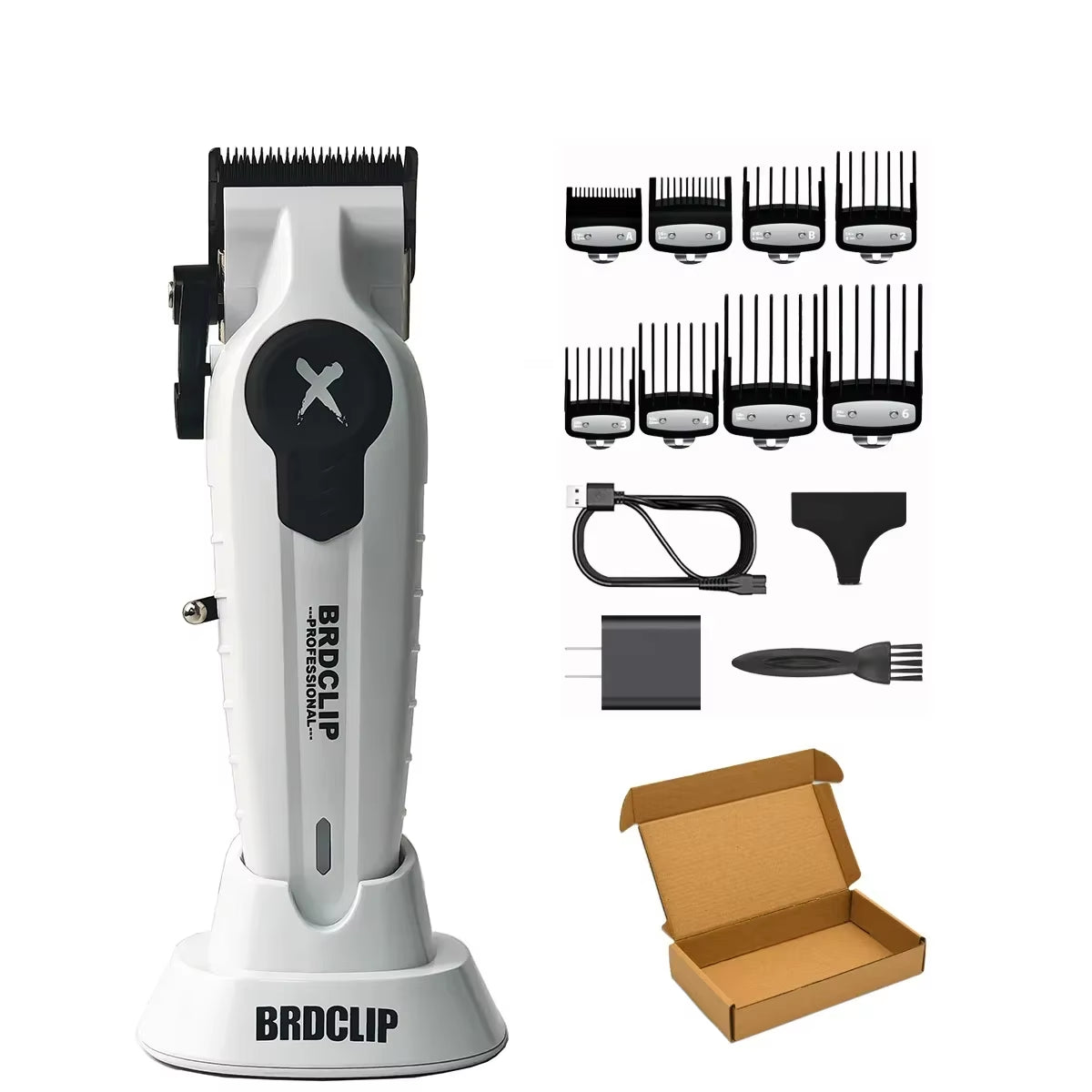 X Series FA1C White Gradient 8800RPM Professional Hair Clipper Equipped with Charging Dock Suitable for Men'S Hair Salon