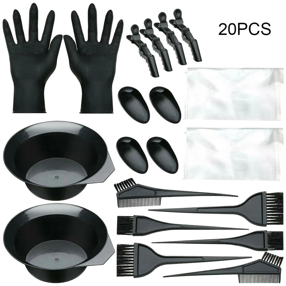 Hair Dye Coloring Kit Tinting Bowl Dye Brush Ear Cover Gloves Coloring DIY Tools