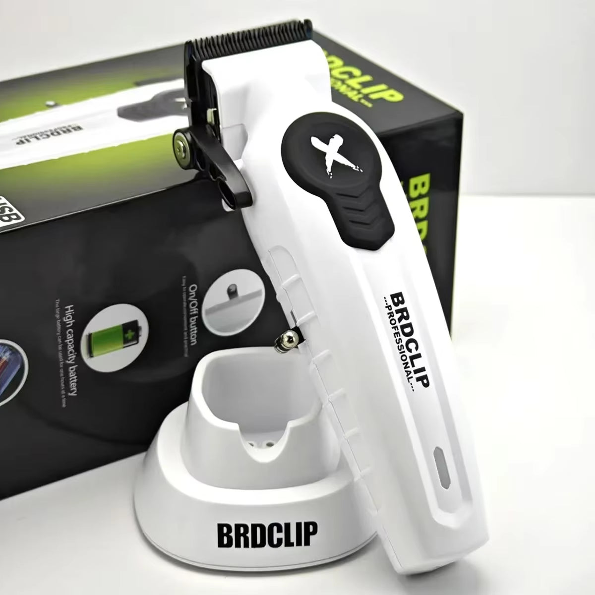 X Series FA1C White Gradient 8800RPM Professional Hair Clipper Equipped with Charging Dock Suitable for Men'S Hair Salon