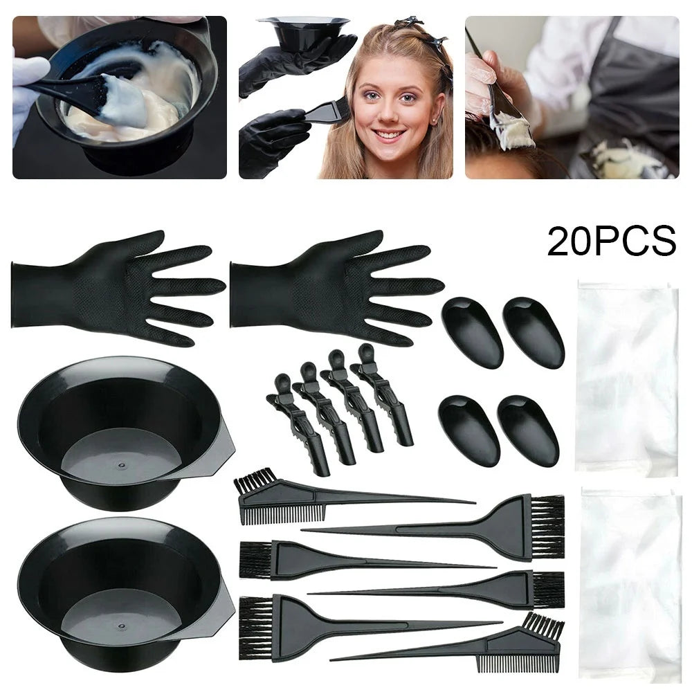 Hair Dye Coloring Kit Tinting Bowl Dye Brush Ear Cover Gloves Coloring DIY Tools