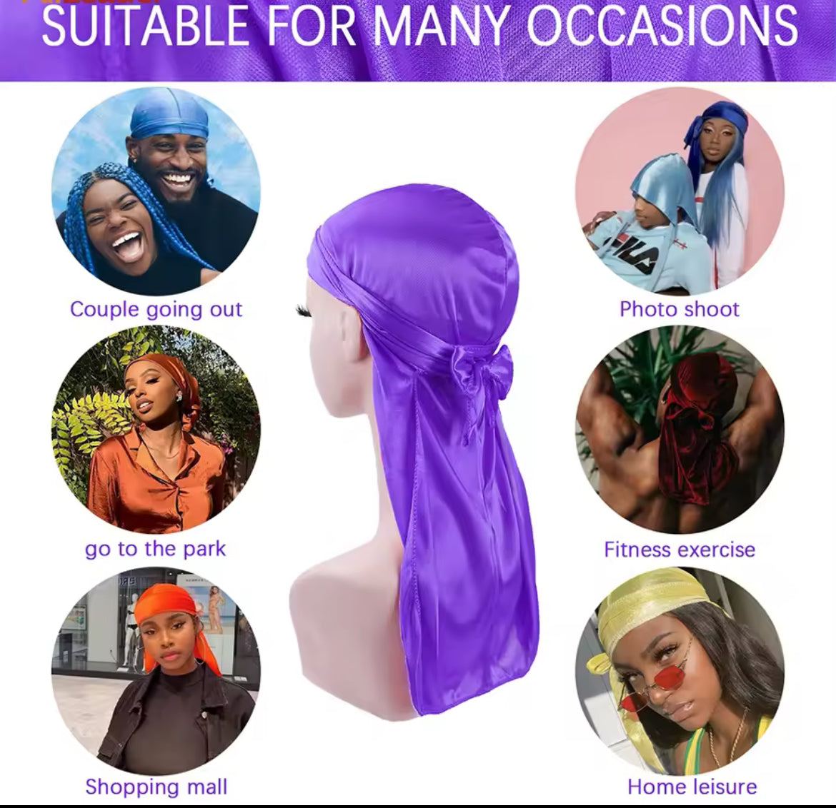 1 Pack Silk Durag Gift Set, Silky Satin DuRag