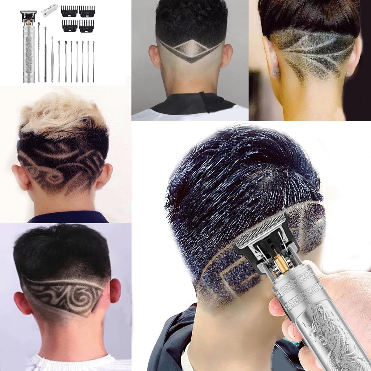 Hair Clippers for Men, Cordless Hair Clippers, Travel Small Hair Clippers 5.7" Hair Clippers Classical Sculpting Styling Rechargeable Hair Remover with 10 Pieces Earpick (Silver)