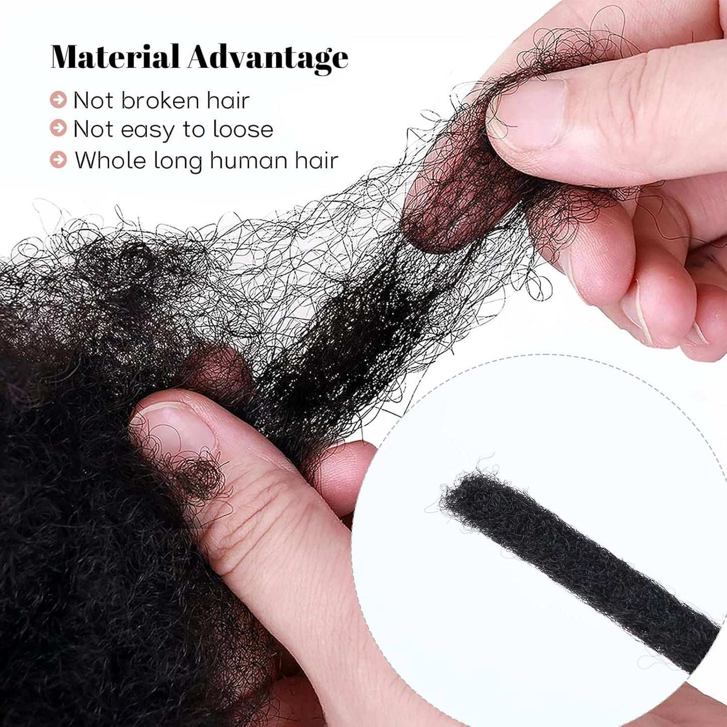30 Strands Human Hair Dreadlock Extensions 10 inch 0.4 cm Handmade Permanent Locs Soft Natural Black Dreads Extensions for Men Women Kids,Can Be Dyed Bleached Curled