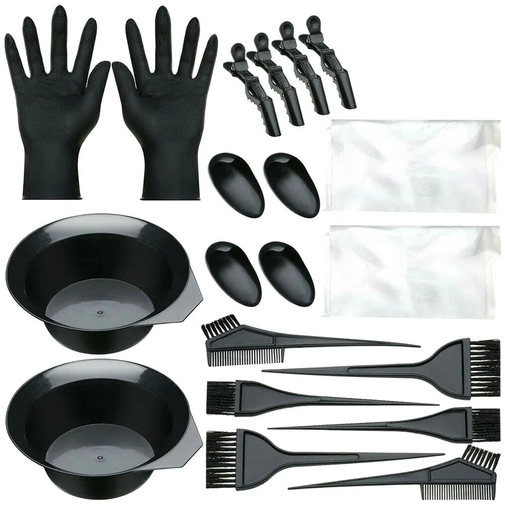 Hair Dye Coloring Kit Tinting Bowl Dye Brush Ear Cover Gloves Coloring DIY Tools