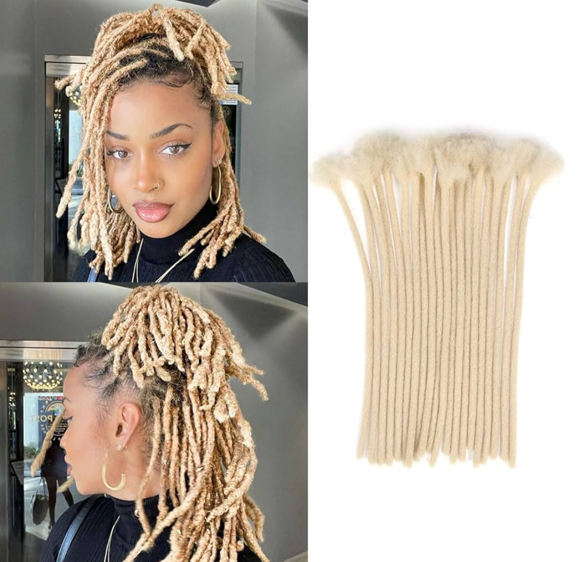 30 Strands Human Hair Dreadlock Extensions 10 inch 0.4 cm Handmade Permanent Locs Soft Natural Black Dreads Extensions for Men Women Kids,Can Be Dyed Bleached Curled