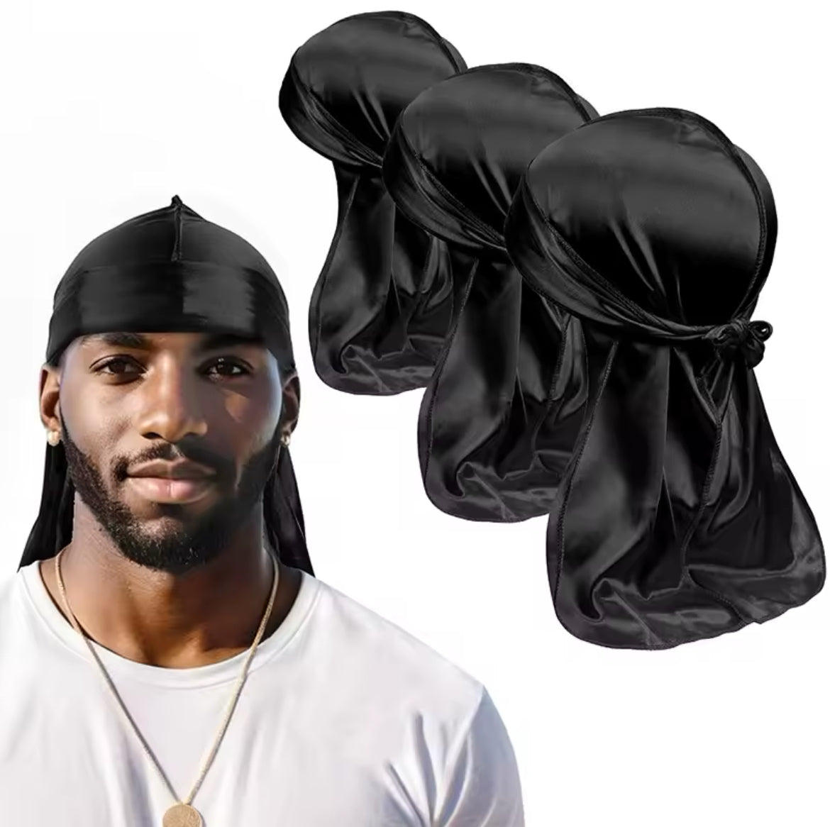1 Pack Silk Durag Gift Set, Silky Satin DuRag
