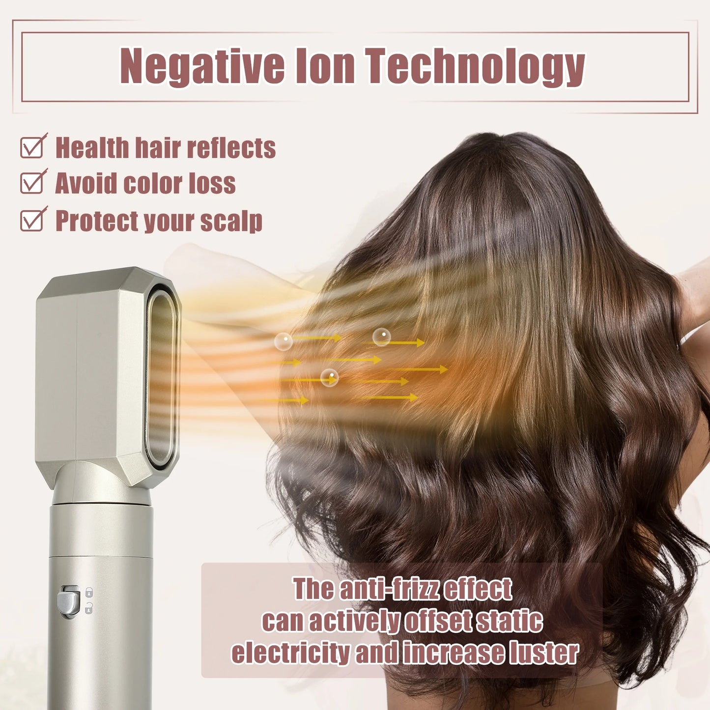 Hot Air Brush 5 in 1 Hair Dryer Brush Blow Dryer Brush Detachable Hair Dryer Styler Set Champagne