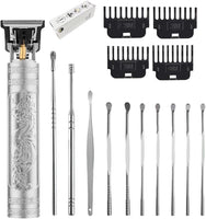 Hair Clippers for Men, Cordless Hair Clippers, Travel Small Hair Clippers 5.7" Hair Clippers Classical Sculpting Styling Rechargeable Hair Remover with 10 Pieces Earpick (Silver)