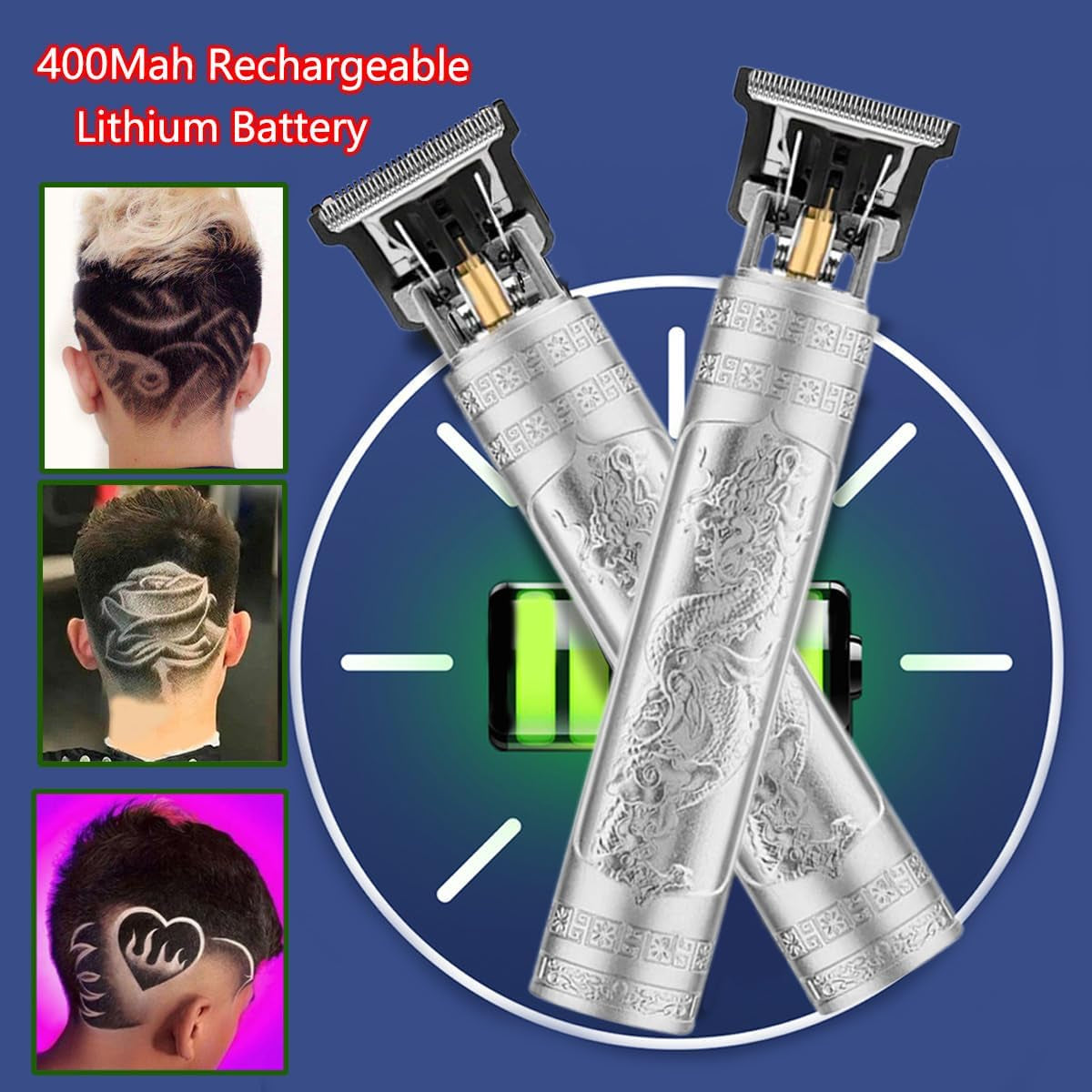 Hair Clippers for Men, Cordless Hair Clippers, Travel Small Hair Clippers 5.7" Hair Clippers Classical Sculpting Styling Rechargeable Hair Remover with 10 Pieces Earpick (Silver)