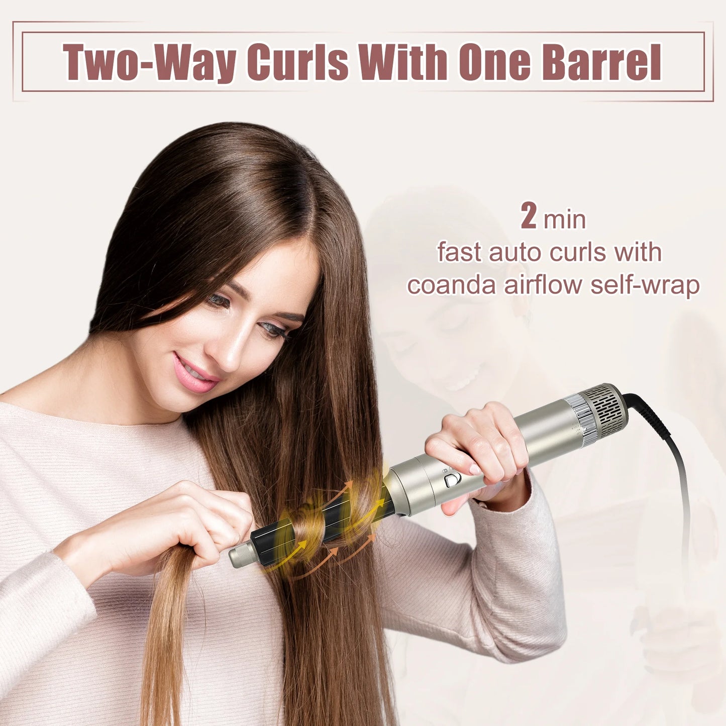 Hot Air Brush 5 in 1 Hair Dryer Brush Blow Dryer Brush Detachable Hair Dryer Styler Set Champagne