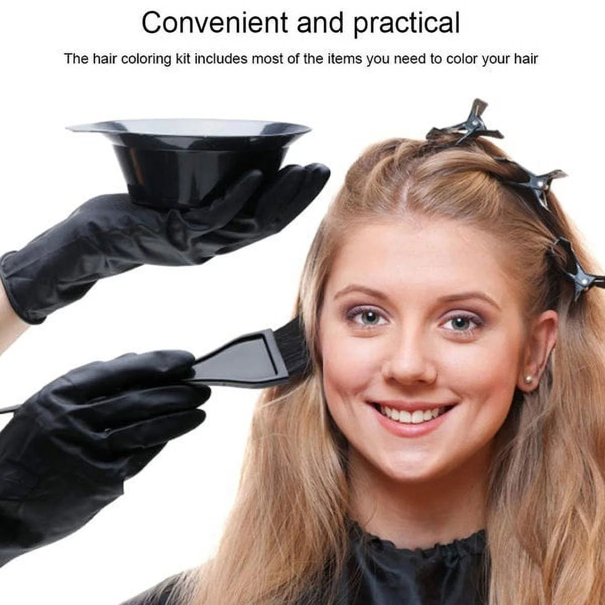 Hair Dye Coloring Kit Tinting Bowl Dye Brush Ear Cover Gloves Coloring DIY Tools
