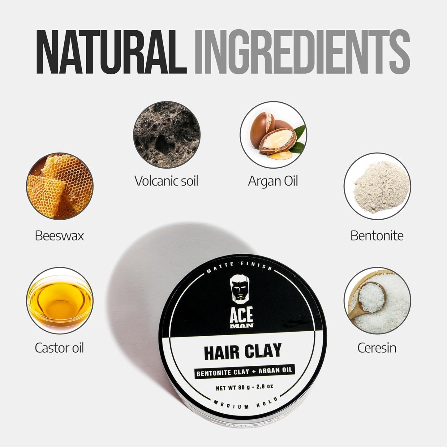 Hair Styling Clay - Medium Hold with Matte Finish for Volume and Texture - Non-Greasy Molding Cream for Men - Barber Approved (2.8 Oz)