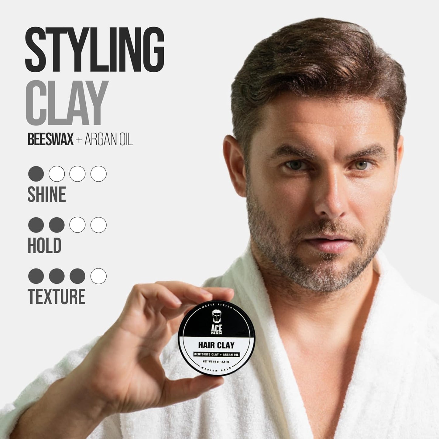 Hair Styling Clay - Medium Hold with Matte Finish for Volume and Texture - Non-Greasy Molding Cream for Men - Barber Approved (2.8 Oz)