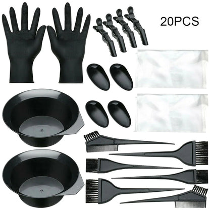 Hair Dye Coloring Kit Tinting Bowl Dye Brush Ear Cover Gloves Coloring DIY Tools