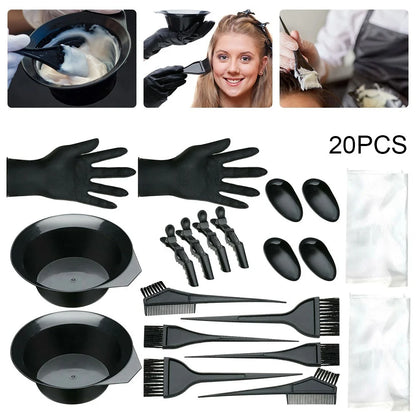 Hair Dye Coloring Kit Tinting Bowl Dye Brush Ear Cover Gloves Coloring DIY Tools