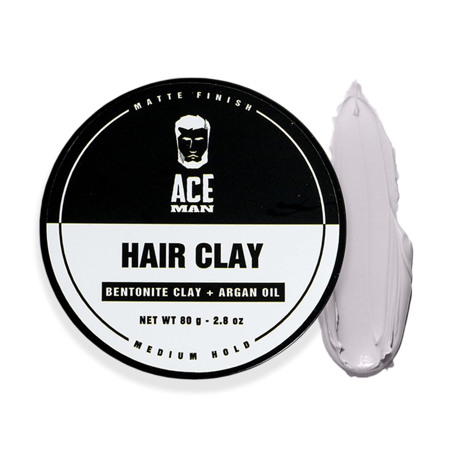 Hair Styling Clay - Medium Hold with Matte Finish for Volume and Texture - Non-Greasy Molding Cream for Men - Barber Approved (2.8 Oz)