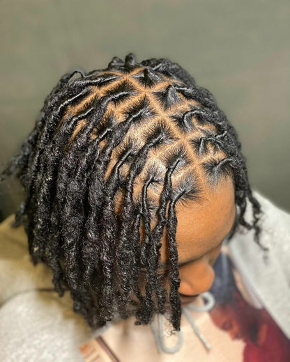30 Strands Human Hair Dreadlock Extensions 10 inch 0.4 cm Handmade Permanent Locs Soft Natural Black Dreads Extensions for Men Women Kids,Can Be Dyed Bleached Curled