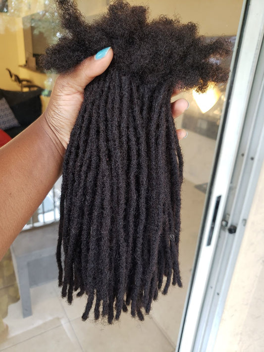 30 Strands Human Hair Dreadlock Extensions 10 inch 0.4 cm Handmade Permanent Locs Soft Natural Black Dreads Extensions for Men Women Kids,Can Be Dyed Bleached Curled