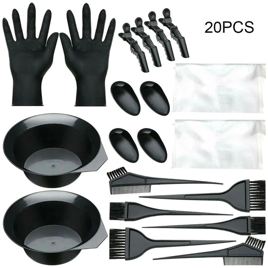 Hair Dye Coloring Kit Tinting Bowl Dye Brush Ear Cover Gloves Coloring DIY Tools