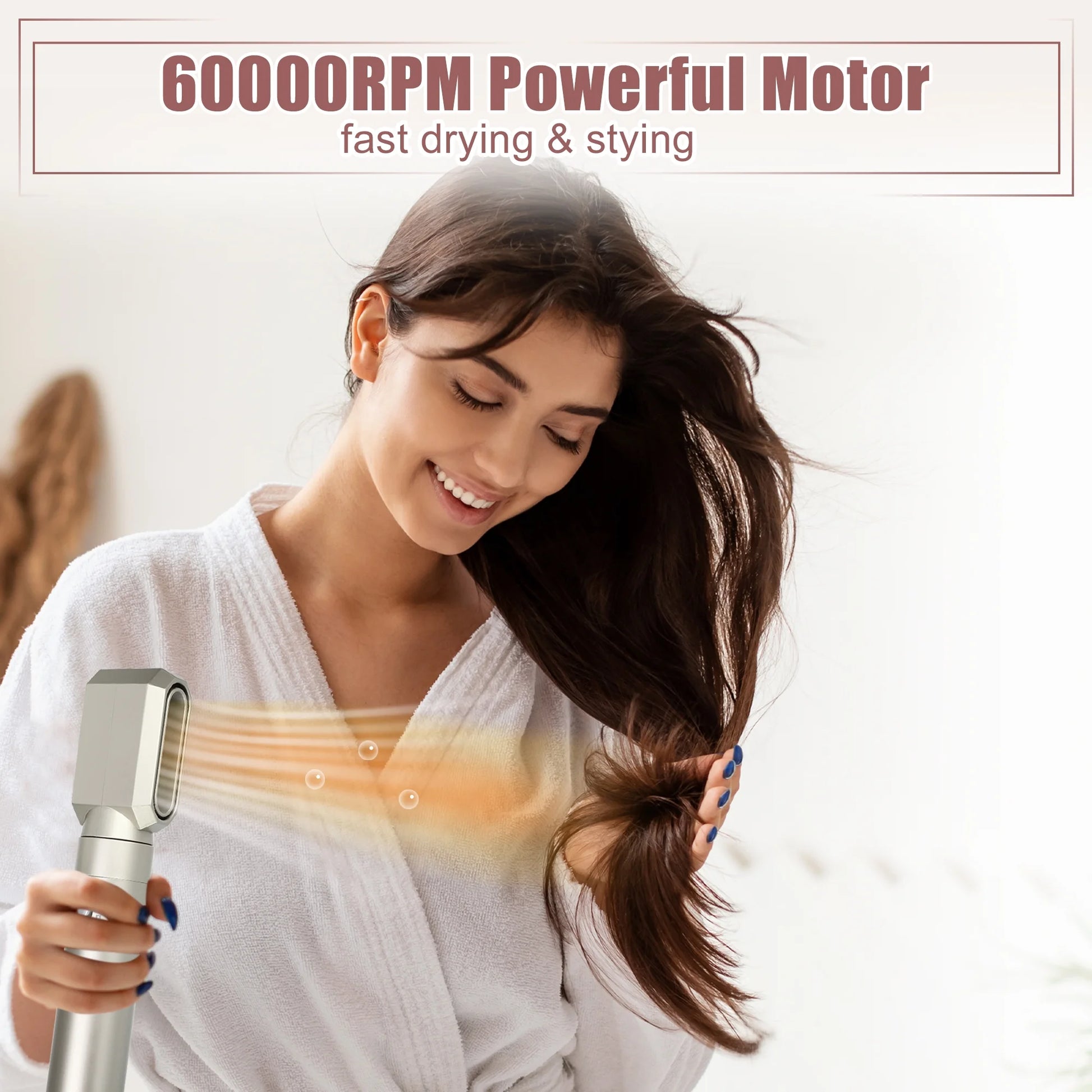 Hot Air Brush 5 in 1 Hair Dryer Brush Blow Dryer Brush Detachable Hair Dryer Styler Set Champagne